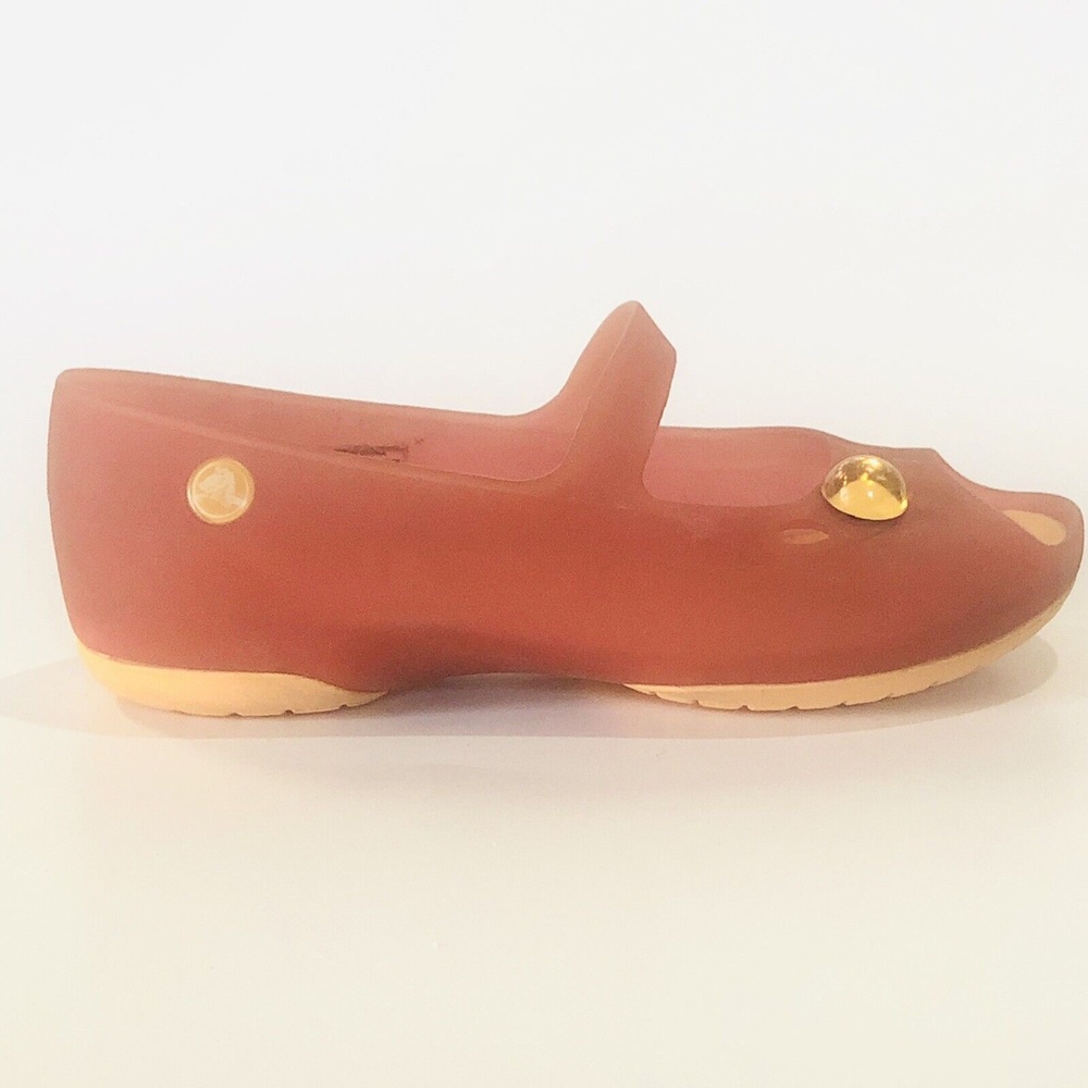 Crocs Orange Girls Shoes Flats Mary Jane Open Toe Peep C13 Salmon